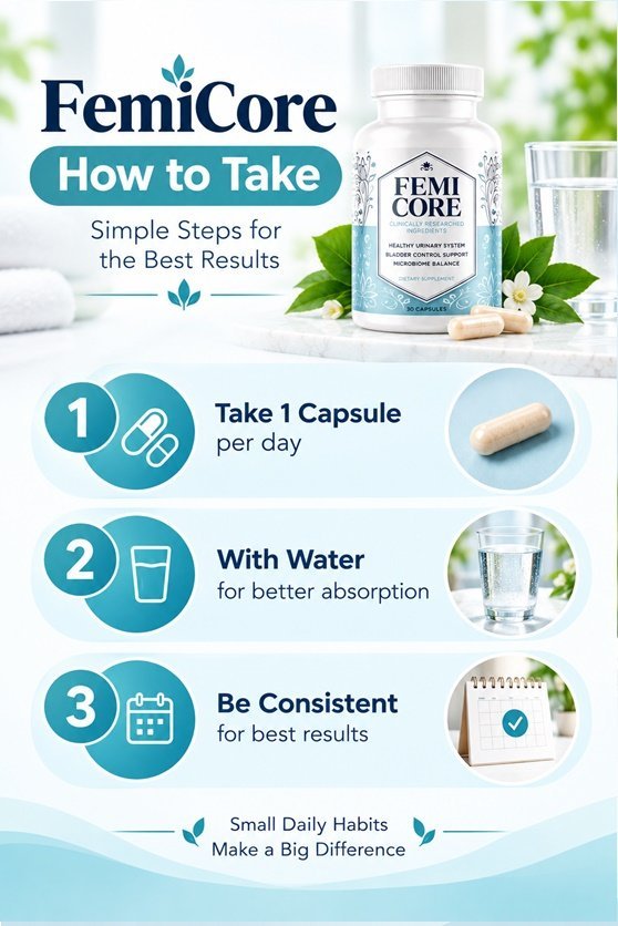 How to take FemiCore capsules with water and breakfast